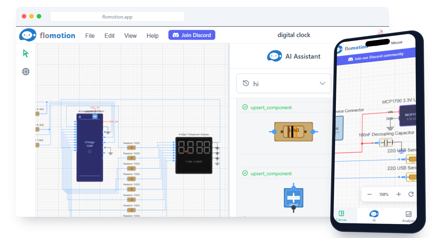 Online electronics editor with AI: agentic schematic generation