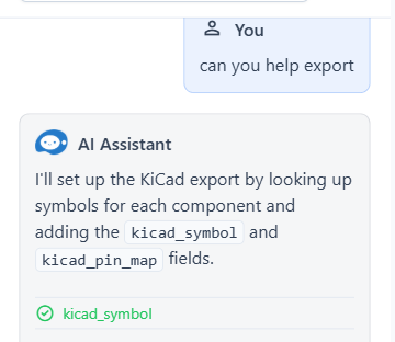 Annotating KiCad symbols in the chat panel