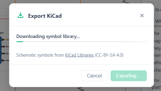 KiCad export dialog