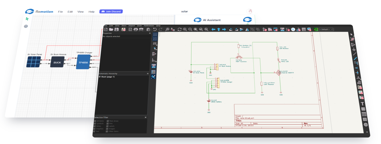 AI-generated schematics for KiCad
