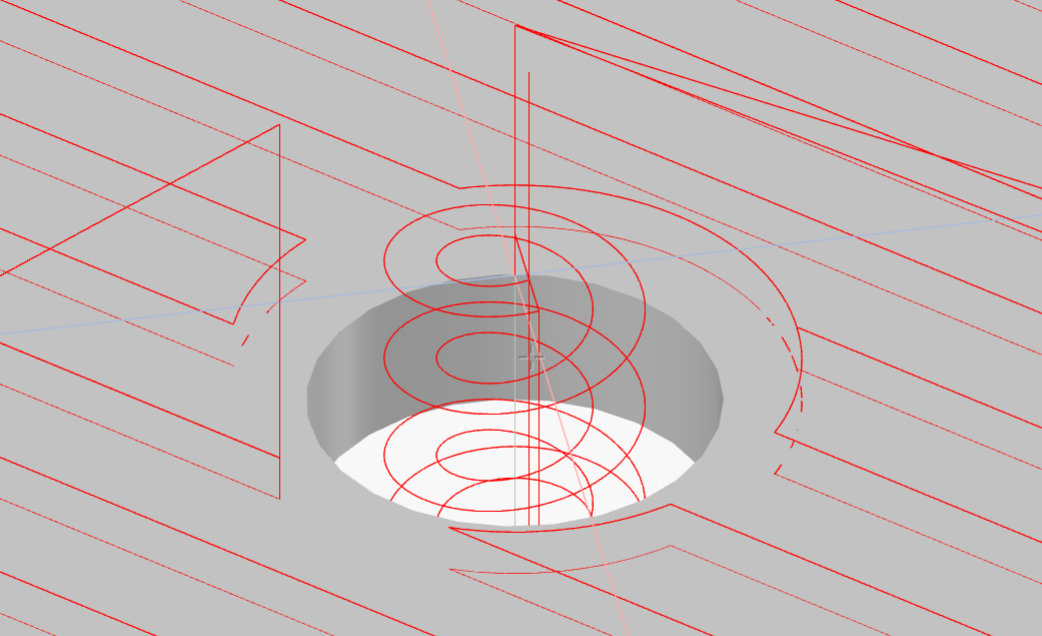 Close-up of the helical entry into the centre hole