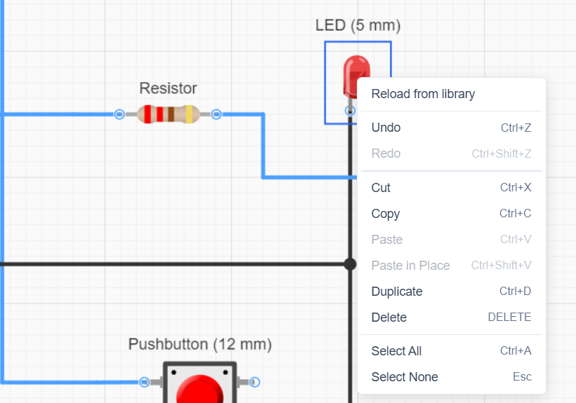 Reload from library in the menu of a changed LED